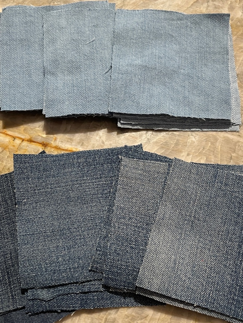 4" Inch Quilt Squares 40 Count Repurposed Denim